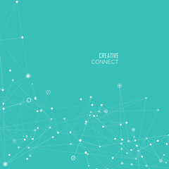 Poster - Vector polygonal design with connecting dots and lines. Concept plexus technical background