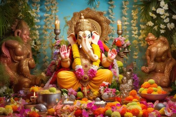 Wall Mural - Divine Splendor: Captivating Image of Lord Ganesha, generative AI