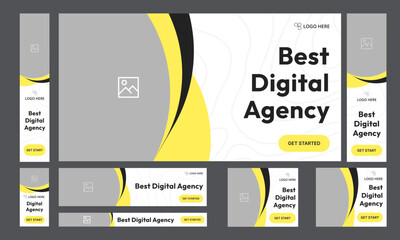 Wall Mural - Digital agency set of web banner templte design for social media posts, startup banner design, fully editable vector eps 10 file format