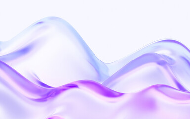 Aufkleber - abstract glass wavy shapes with colorful gradient. 3d rendering illustration for graphic design, presentation or background