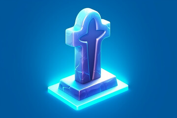 Wall Mural - 3d illustration of tombstones on blue background