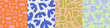 © Dedraw Studio - Abstract collage art seamless pattern set with colorful organic shape. Geometric nature shapes cartoon background texture, simple freehand flower symbol wallpaper print in vintage pastel colors.