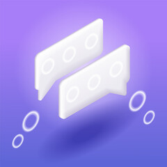 Poster - isometric 3d icon speech, communication, dialogue bubbles. cartoon minimal style. vector for website