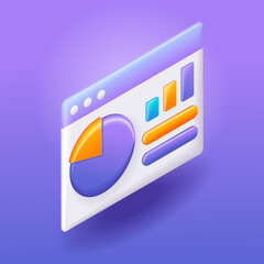 Aufkleber - Trending 3D Isometric, cartoon illustration. Graphs and charts. Sales, increase money growth icon, progress marketing. Vector icons for website