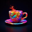 multicolored cup in low poly style. triangulation