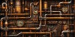 © AkimD - AI Generated. AI Generative. Steampunk vintage retro old pipes system. Graphic Art
