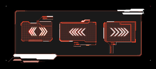 Poster - Distorted structures, black and white retro cyberpunk style. Futuristic info boxes layout templates. Hud frames. Futuristic modern hud control panel. High tech screen digital hologram window, gaming