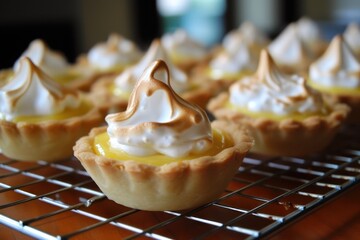 Wall Mural - Lemon meringue tarts A lemon pie filling is the base Food photography