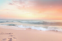 Ocean Sunset Background In Pastel Pink Gradient Colors. . Generative AI