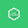 Low calorie label or Low calorie icon vector isolated in flat style. Low calorie label, burst, seal or sticker flat vector icon. For fat free product labels. Low calorie label for product packaging.