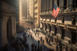 Wall street style federal building or bank in business district in USA city, generative ai