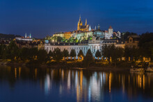 Prague Castle At Night, UNESCO World Heritage Site, Prague, Bohemia, Czech Republic (Czechia), Europe