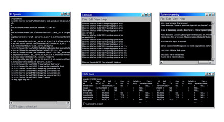 Aufkleber - Vintage PC software windows interface. Desktop computer old operation system popup window, command app screen or control panel message vector frame with code line, download and installation data