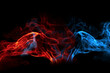 Fiery combination of blue and red flames isolated on black Generative AI