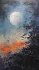 Canvas Print - Abstract art - painting of the moon - Generative AI Illustration