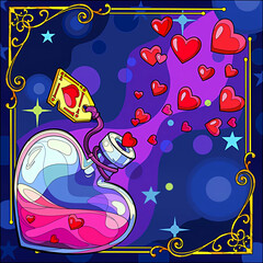 Wall Mural - Illustration of a bottle of love potion