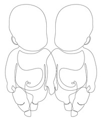 Poster - One continuous line of multiple babies. Thin Line Illustration vector baby concept. Contour Drawing Creative ideas.