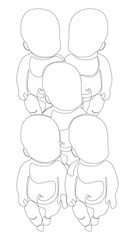 Poster - One continuous line of multiple babies. Thin Line Illustration vector baby concept. Contour Drawing Creative ideas.
