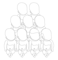 Poster - One continuous line of multiple babies. Thin Line Illustration vector baby concept. Contour Drawing Creative ideas.