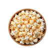 top view popcorn in bowl isolated on transparent background. Created with Generative AI Technology