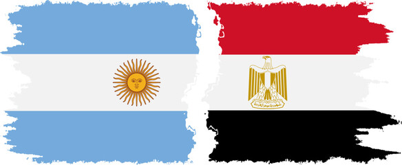 Egypt and Argentina grunge flags connection vector