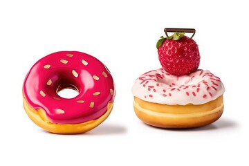 two delicious glazed doughnuts with colorful sprinkles Generative AI