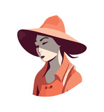 Fototapeta  - Young woman in straw hat