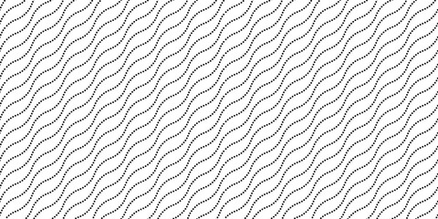 Poster - Wavy lines seamless pattern. Undulate stripes repeating background. Black and white diagonal waves texture. Simple curved linear wallpaper. Textile and fabric design template. Vector