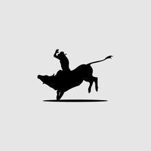 Bull Rider Silhouette Logo Design Concept
