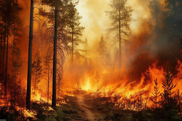 Wall Mural - Forest fire