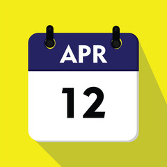 calendar with a date, independence day calendar icon, new calendar, 12 april icon with yellow icon