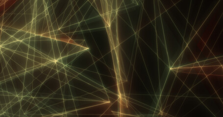 Poster - Abstract green energy lines triangles magical bright glowing futuristic hi-tech background