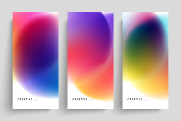 Fototapete - Set of abstract backgrounds with vibrant gradient defocused round shapes for creative graphic design. Blurred circles. Vector illustration.
