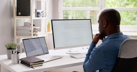 Fototapete - Computer Programmer Writing Program Code On Computer