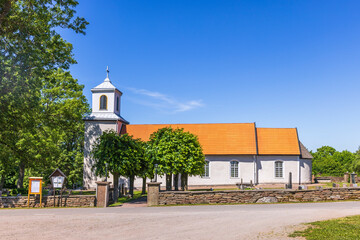 Poster - Church by a road in the Swedish countryside