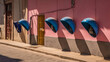 The blue vintage phone booths of Havana in Cuba