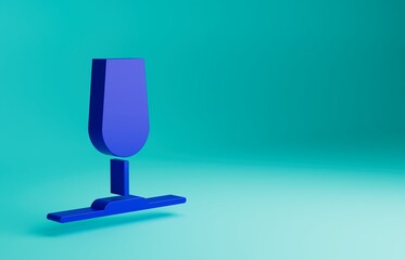 Sticker - Blue Wine glass icon isolated on blue background. Wineglass sign. Minimalism concept. 3D render illustration