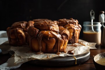 Poster - gluten-free and vegan monkey bread, baked into individual rolls with cinnamon swirl, created with generative ai