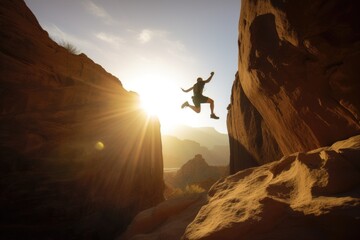 Poster - scenic view of a mountain range, with adventure travel activities in the foreground, created with generative ai