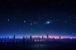© OMD - starry night sky with shining stars and silhouette of futuristic city in the background, created with generative ai