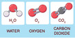 © Cristina - Cartoon water oxygen and carbon dioxide molecules