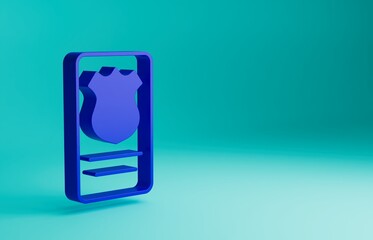 Sticker - Blue Police badge with id case icon isolated on blue background. Minimalism concept. 3D render illustration