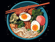 Japanese Ramen Noodle Illustration Cartoon Style AI Generated