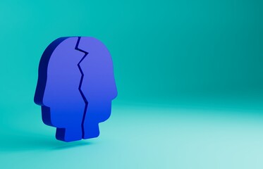 Poster - Blue Bipolar disorder icon isolated on blue background. Minimalism concept. 3D render illustration