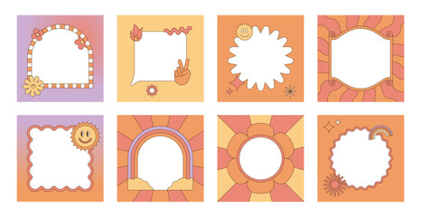 Aufkleber - Vector set of design elements, patches and stickers with copy space for text - abstract background elements for branding, packaging, prints and social media posts