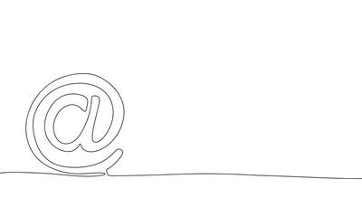 Fototapete - The at sign. Continuous line one drawing. Vector illustration. Simple line illustration.