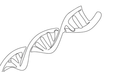 Wall Mural - Science Biotechnology DNA. Continuous line one drawing. Vector illustration. Simple line illustration.