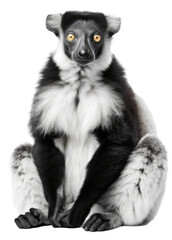 Wall Mural - black and white ruffed lemur isolated on a white background, generative AI animal