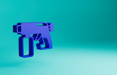 Wall Mural - Blue Paint spray gun icon isolated on blue background. Minimalism concept. 3D render illustration