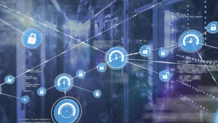 Poster - Animation of data processing and network of connections over computer servers